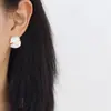 Pendientes Geométricos Asimétricos Estilo Coreano Flor Hoja Escarchada Nicho Elegante Exquisitos Versátiles Lujo Accesible Pendientes de Gama Alta