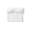 Renda Cor de Dopamina Franzida Sem Alças Doce e Sexy Desejo Puro Ajustado Cropped Roupa Exterior Top Curto para Mulheres