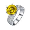 Anillo de compromiso creativo de tres filas de diamantes con diamantes grandes y piedra desnuda, anillo de diamantes redondos con circonitas, anillo clásico giratorio de seis garras