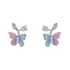 Brincos Borboleta Elegantes de Moda Pequenos de Prata S925 com Combinação de Cores Versátil para Mulheres, Brincos Exquisitos Doces com Senso de Design Versátil