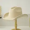 Sombrero Fedora Popular Transfronterizo para Mujer con Colgante de Borla, Estilo Unisex para Citas, Festivales de Música, Sombrero Versátil
