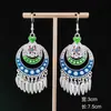 Estilo Étnico Guizhou Retrô Longa Franja Exagerada Miao Brincos de Prata Feitos à Mão Brincos Elegantes Versáteis Brincos de Madeira