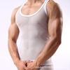 Camiseta de malla para hombre, sexy, de seda helada, transpirable, deportiva, sin mangas, fina, de verano