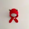 Chapéu de Lã Tricotado à Prova de Vento Quente para Bebê com Proteção de Orelha Unissex Chapéu Cachecol Integrado Temporada Outono Inverno