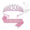 Set de dos piezas de diadema y cinturón con corona brillante de strass para niña europea y americana, cinturón de etiqueta, decoración de cumpleaños, artículos para fiestas en stock