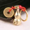 Versión Grabada del Llavero de Calabaza de Latón Atrae-Riqueza, Colgante Personalizado, Adorno de Calabaza Bagua Feng Shui, Estilo Chino