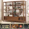 Estantería Antigua de Bambú Estilo Chino Nuevo para Exhibición de Juegos de Té y Productos de Té, Estantería para Sala de Estar, Gabinete de Ornamentos Antiguos
