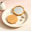 Espejo con Mango de Orejas de Gato de Madera de Bambú, Espejo de Tocador de Madera, Espejo Pequeño Portátil de Alta Definición para el Hogar, Espejo de Maquillaje de Madera