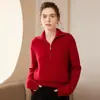 Nuevo Suéter de Cachemira Grueso con Solapa para Otoño e Invierno 2025 para Mujer, Top Cálido Holgado de Manga Larga, Suéter de Punto con Media Cremallera
