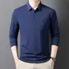 Camisa Polo Masculina de Manga Longa 2025, Camiseta Casual da Moda com Gola Reversível, Top Base Soltinho, Atacado