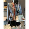 Moque - a coleção pessoal de uma blogueira - Cardigan de malha estilo britânico, listrado color-blocked, gola redonda, com zíper duplo, MQ1876