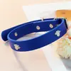Coleira de PU para Pet Transfronteiriça de Fábrica Decoração de Metal Pegada de Cachorro Coleira de Couro para Cães Pequenos e Médios Coleira de Gato