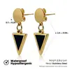 Pendientes de Concha de Gama Alta Transfronterizos para Mujer, Acero de Titanio Galvanizado en Oro de 18 Quilates con Pendientes Triangulares Incrustados de Diamantes, Accesorios de Oreja de Moda de Lujo Ligero