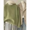 Suéter de Lana 100% Pura con Cuello Redondo para Mujer Invierno 2025 Holgado Casual Moda Suave Ceroso Engrosado Suéter de Base de Invierno para Mujer