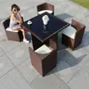 Conjunto de Mesa e Cadeiras de Rattan à Prova d'Água e de Sol para Jardim, Pátio de Villa, Lazer ao Ar Livre com Guarda-Sol