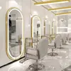Espejo de Peluquería para Uso en Salón, Espejo de Barbero de Pie con Luces LED, Espejo Inteligente de Montaje en Pared Iluminado a una Cara