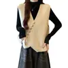 Elegante y chic chaleco de punto asimétrico con cuello en V para mujer, una nueva pieza casual de otoño/invierno que se puede combinar fácilmente con suéteres y otras prendas superiores.