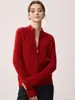 Suéter Cardigan de Punto Trenzado Grueso Cálido Holgado para Mujer, Estilo Old Money Otoño/Invierno, Cuello Alto con Cremallera, 100% Cachemira Pura