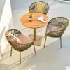 Juego de Mesa y Sillas para Balcón Exterior, Mesa y Sillas Pequeñas Silla de Ratán Juego de Tres Piezas, Patio Jardín Exterior Silla de Ratán de Ocio Terraza