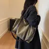 Bolsa de Ombro de Grande Capacidade, Bolsa para Viagem e Uso Diário, Bolsa Tote de Lona Casual da Moda, Bolsa de Ombro Transversal Estilo Coreano