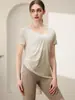 Novo Top Esportivo Floco de Neve em Tencel Roupas de Yoga Femininas Camiseta de Manga Curta Franzida Roupas para Corrida Treinamento Fitness Cobertura de Verão