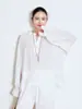 Camisa Branca Bordada Pesada Estilo Resort Francês Qualidade Nanyou para Mulheres Primavera/Verão 2026 Estilo Solto Preguiçoso Top com Proteção Solar