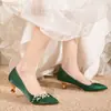 Zapatos de boda para novias, nuevo modelo 2026, tacones altos verdes con pedrería, zapatos de boda Xiuhe, doble uso para vestidos de novia, aptos para todas las estaciones