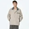Jaqueta Casual de Trabalho Tendência Retro Americana de Primavera com Lapela Color-Blocking Novo Design da Tendência de Jaqueta Primavera e Outono 2025