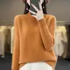 Suéter folgado, tricô casual, 02025, gola alta discreta, camada interna, camada base espessa, feminino, 10% lã, novo estilo, transfronteiriço, cinza