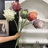Cardo nórdico peonía artificial flocado de alta calidad suave decoración ramo floral para decoración del hogar, boda y fotografía