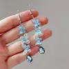 Pendientes de Borla de Mariposa Azul Fresco Pinza para Oreja en Espiral Súper Hada Retro Dulce Gota de Agua Exquisitos Versátiles Pendientes para Mujer