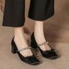 Zapatos de Tacón Alto Estilo Chanel de Satén de Seda, Lujo Ligero y Sensación de Gama Alta, Zapatos de Tacón Grueso de Verano para Mujer, Punta Cuadrada con Lazo, Cómodos para Estar de Pie Mucho Tiempo