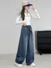 Pantalones para Niñas 2026 Otoño Nuevo Estilo Jeans Sueltos para Niños Mayores, Pantalones de Pierna Ancha, Pantalones de Guadaña con Retazos, Pantalones Largos Casuales