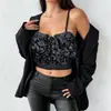 Ropa interior moldeadora y exterior transfronteriza europea y americana, Corsé de ballenas, Combinado con un Camisole sexy sin espalda con volantes ondulados