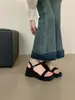 Primeiro Encontro com as Sandálias de Salto Alto Versáteis e Chinelos de Estilo Coreano que Combinam com Saias, Sapatos Femininos, Sandálias de Solado Grosso Estilo Francês para Mulheres