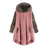 Amazon Ebay Venda Quente Transfronteiriça 2024 Outono e Inverno Popular Botão Manga Longa Estampa de Leopardo Splicing Jaqueta de Pelúcia com Capuz para Mulheres