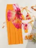 E-commerce Transfronteiriço Especializado em Fornecer Moda Praia Feminina Popular, Biquíni Feminino de Verão Estampa Tropical Conjunto de Três Peças