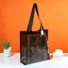 Bolso de mano promocional de stock de plástico negro transparente de PVC para ropa, bolso de compras, se puede imprimir el LOGO