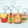 Llavero creativo de hamburguesa y papas fritas, muñeco de PVC de pegamento suave, pizza, colgante pequeño, lindo, para bolso, colgante para coche, venta al por mayor