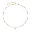 Collar con colgante cuadrado adornado con circonitas y piedra natural de temperamento elegante, estilo europeo y americano, chapado en oro real de 18 quilates y estilo simple y elegante.