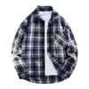 Camisa xadrez retrô estilo americano, masculina de manga comprida, modelagem solta, adequada para primavera e outono, estilo trendy para casais, visual de alta qualidade, tamanhos grandes, pode ser usada como camada interna ou externa