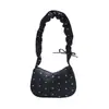 Bolsa Hobo Feminina com Estampa de Laço para Axila, Bolsa de Ombro Pequena Rosa com Alça de Ombro Franzida e Laço Decorativo, Bolsa de Mão Casual com Zíper para Encontros Diários