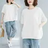 2026 Nova Camiseta Grande para Meninas Gordas que Cobre a Barriga, Caimento Solto, Emagrecimento, Redução de Idade, Cor Sólida, Versátil, Manga Meia para o Verão