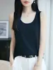 Nuevo Chaleco Camisola de Punto Redondo de Algodón Tencel Verano 2026 para Mujer Color Sólido Sin Mangas Suéter Top Base