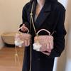 Bolsa de Mão Elegante de Lã Estilo Chanel Feminina 2025 Início da Primavera Nova Bolsa Transversal com Corrente de Nicho Bolsa Caixa Estilosa