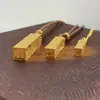 Prata de Lei S925 Novo Modelo Loja de Ouro Mesmo Estilo Quadrado Sorte Barra Longa Cmc Corda Trançada Brilhante Pingente Banhado a Ouro Atacado
