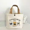 Nova Bolsa de Lona de Urso para Estudantes, Pequena Bolsa de Mão Portátil para o Trabalho, Bolsa de Almoço, Bolsa Tote de Lona, Bolsa de Presente