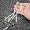 Xinjiang Hotan Jade Branco Pingente de Jade Redondo Cordão Jade Branco Sebo Ouro Pingente de Bambu de Jade Cordão Contas Antigas Corrente de Suéter