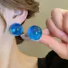 Pendientes Redondos de Resina Aguja Plateada Estilo Coreano Estilo Ins Pendientes Sencillos Moda Versátil Nicho Pendientes de Gama Alta Venta al por Mayor