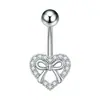 Anillo para el ombligo con lazo dulce en forma de corazón hueco, popular en Europa y América, incrustado con circonita, piercing para el ombligo, joyería para piercing corporal